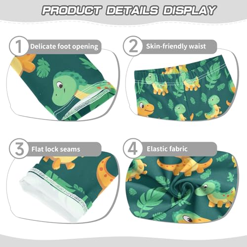 Green Dinosaur Animal Leaf Girls Casual Leggings for Kids Printed Long Pant Bottoms Stretch and Soft3
