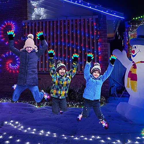 4 Pairs Led Gloves Shoelaces Set, Christmas Stocking Stuffers Gifts For Kids 4-10 Years Old Light Up Gloves New Years Party Favors Toys For Boys Girls New Years Eve Glow In The Dark Party Supplies #TOP5
