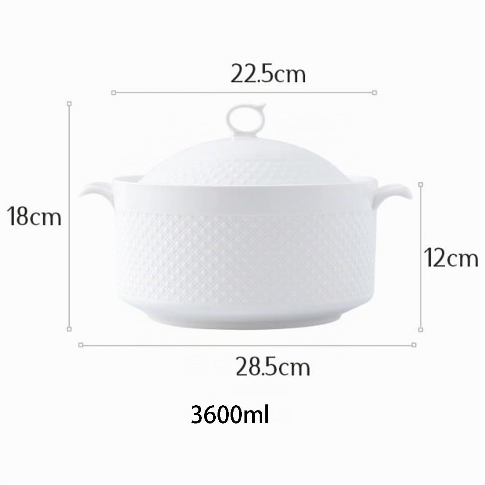 Vnook Suppenterrine aus Keramik, Suppenschüssel aus Porzellan mit Deckel | Für Restaurant, Küche, Zuhause – Weißer Suppentopf(3600ml)