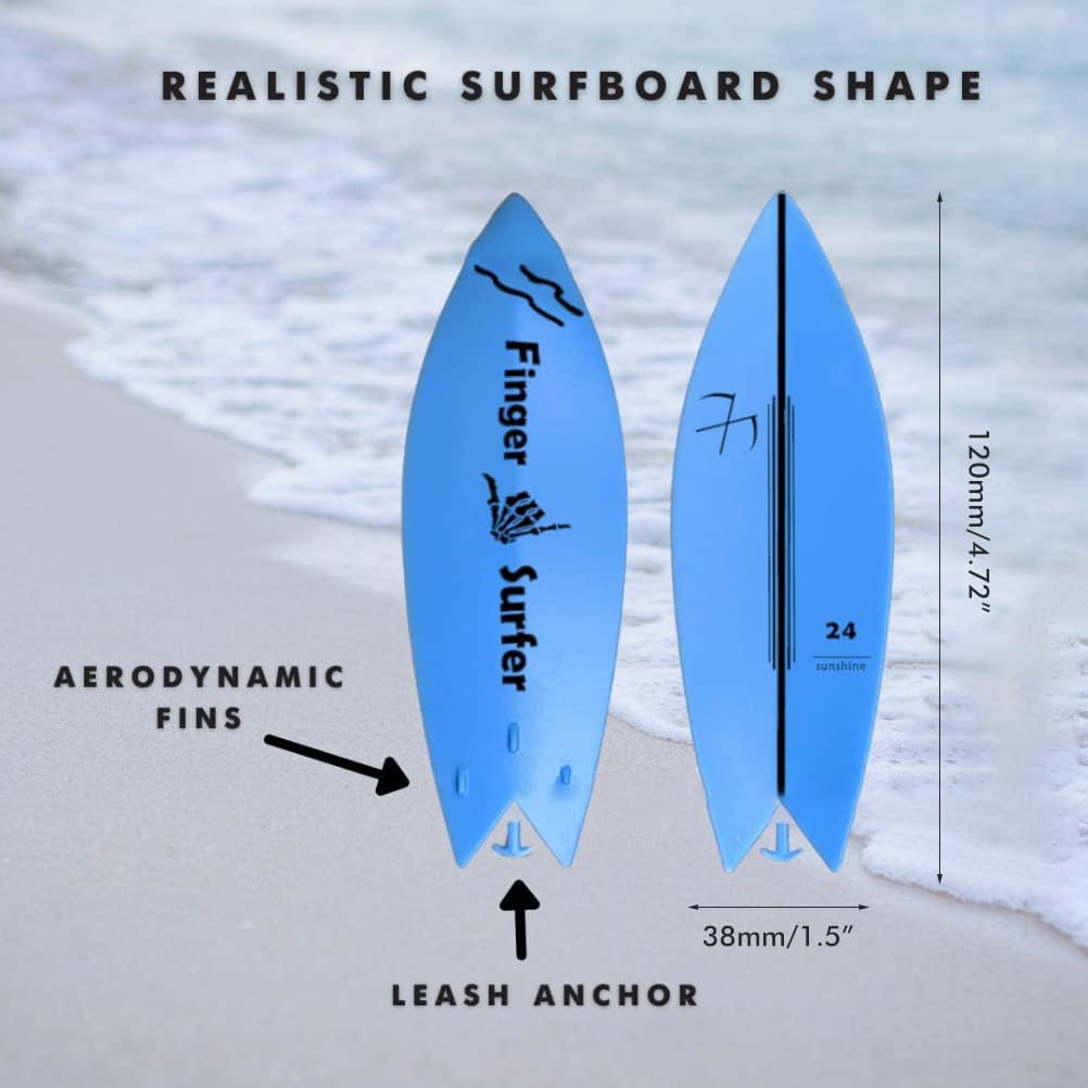 Finger Surfboard,Mini Wind Surfing Toys Finger Surf Boards for Kids, Teens, Adult (White) image 4