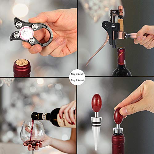 Wine Bottle Opener Corkscrew kit-[2019 Upgraded]Corkscrew Wine Bottle Opener Kit with Foil Cutter, Wine Stopper and Extra Spiral (Professional Version) - Thumbnail 5