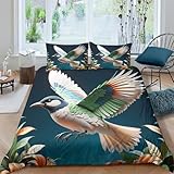  Animal Oiseau Housse de Couette Fille Ensemble de Literie pour Enfants Enfants Couvre-lit Doux Housse de Couette Décor de Chambre 3 pièces Cadeaux d\'anniversaire Roi (220x240 cm)