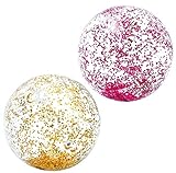 Intex Pink & Gold Glitter Beach Balls (28') Gift Set Bundle - 2 Pack