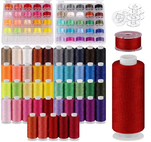 Agoer Fils à Coudre de 45 Couleurs, Chaque Bobine de 365m Fils Couture avec 45 Bobines de Canette, Fil de Couture en Polyester pour Main et Machine, Idéal...