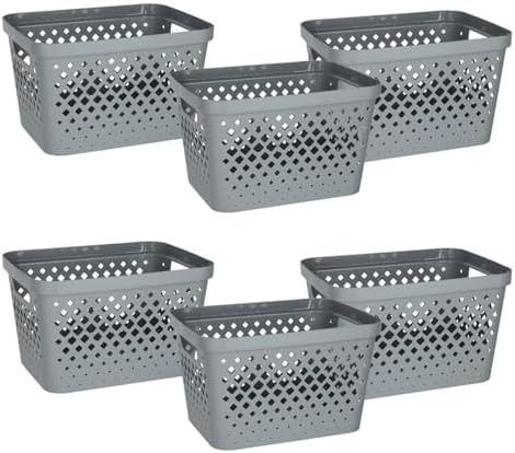 Glad Plastic Storage Basket Set, Value Pack of 6 | Open Storage B...