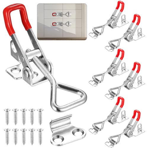 Tenbrachian 7 Pz Chiusura a Leva Regolabile, Morsetti a Ginocchiera Chiavistello Regolabili, Toggle Morsetto in Metallo, Chiusura a Ginocchiera a Tensione, Ganci a Blocco Leva per Scatole Armadio