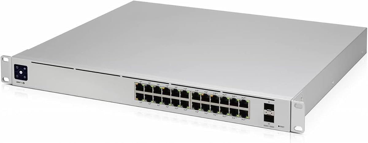 UniFi Switch PRO 24, 10 Gbps, Managed, L3, 24x Gigabit Ethernet (RJ45, SFP+), Plastic Case, Compatible with Desktop, Laptop, Printer, Server