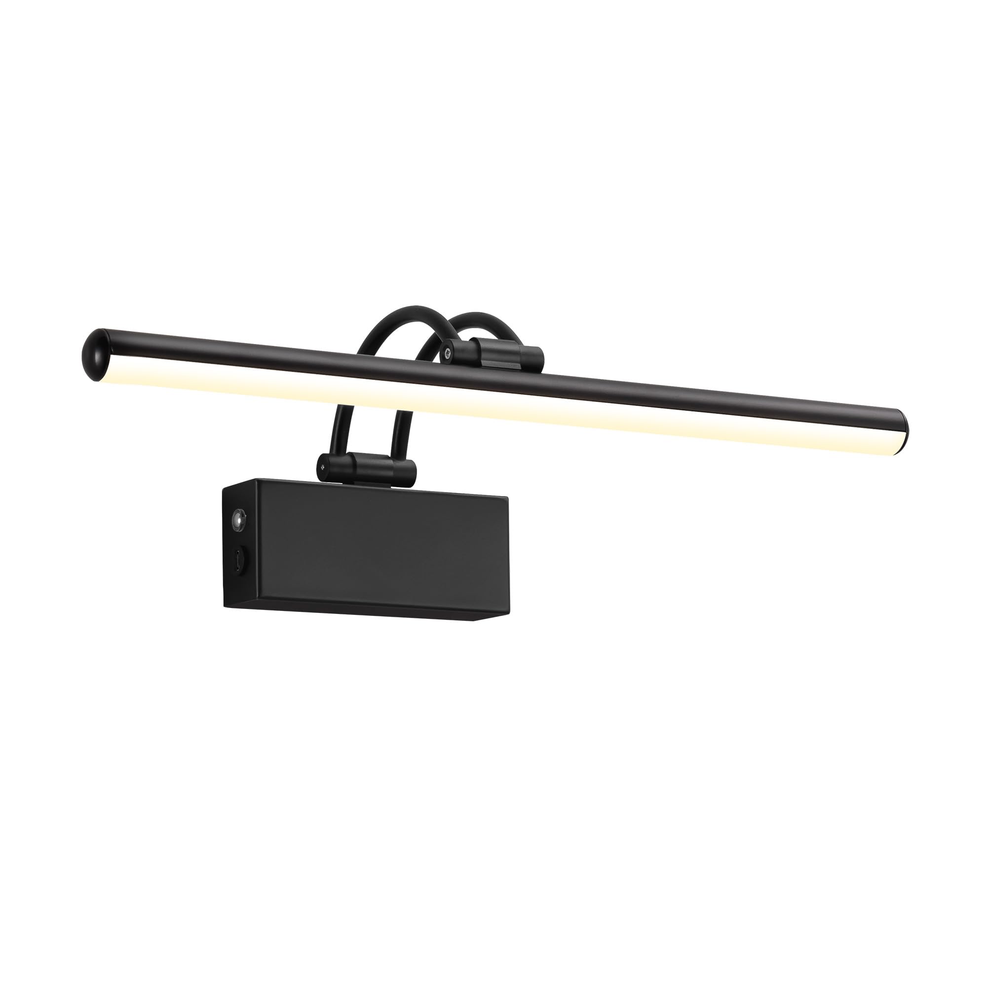 KDG LED Cordless Wall Picture Light with Remote, 5200mAh Rechargeable Dimmable Art Lighting, Adjustable Swing Arm, Picture Frame Light for Gallery, Living Room, Hallway, 16.3 inch, Black