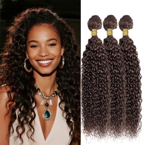 LUMWAV Jerry Curly Human Hair Bundles Color 4...