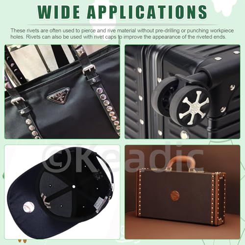 Keadic 201Pcs M5 Aluminium Flachkopf Halbrohr Nieten Sortiment Set, M5 x 6/12/20/25/30mm Silber Ton Metall Bolzen Befestigungen für Leder Haushalt Automobilindustrie