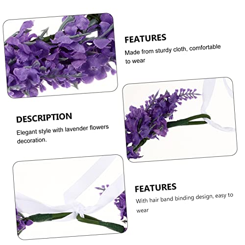 FRCOLOR Acessórios De Fadas Para Mulheres Tiara De Guirlanda Floral Capacete Floral Cabelo Lavanda G