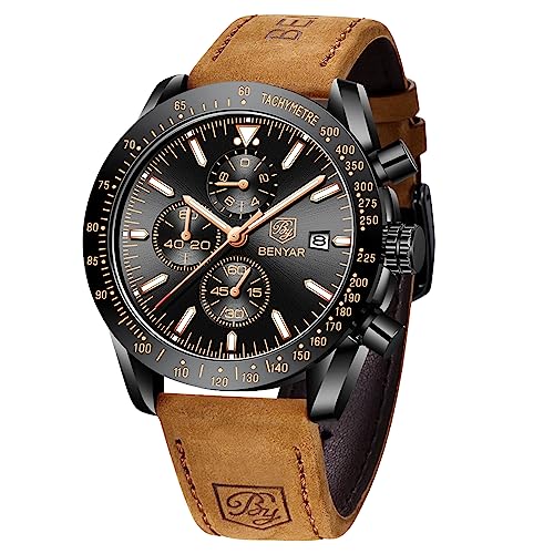 Imagen de BENYAR Relojes Hombre cronógrafo para Hombre Movimiento de Cuarzo Fashion Business Sports Watch 30M Impermeable Regalo Elegante