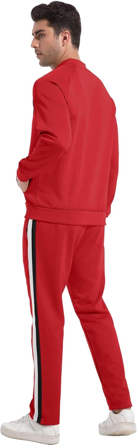 W JIANWANG Mens Tracksuit Sweatsuits 2 Piece Casual Jogging Warm Up Full Zip Athletic Long Sleeve Sets