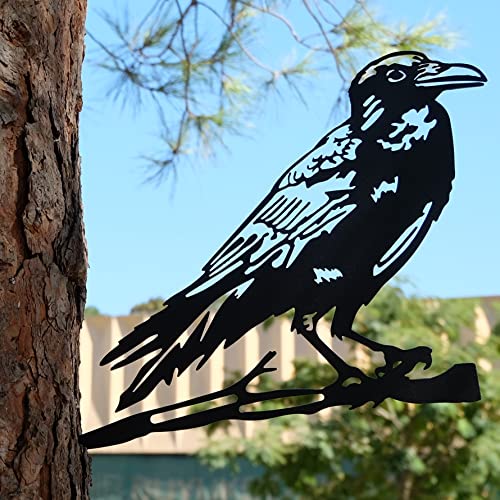 Renovatio Metal Raven - Metal Birds Yard Decor - Metal Yard Art - Tree Decorations Outdoor - Backyard Decor - Garden Gift - Garden & Patio Decor - Halloween Decoration Outdoor #TOP12