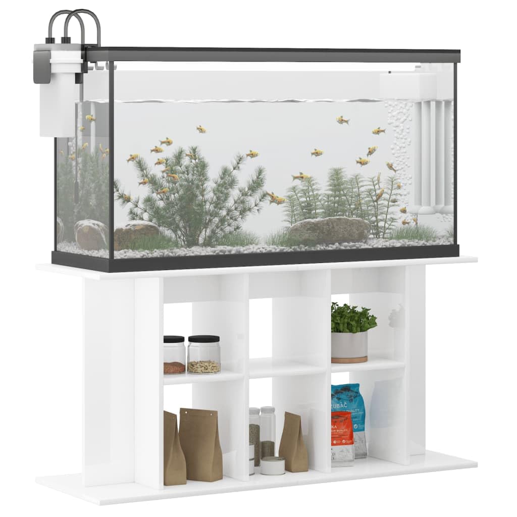 GuyAna Soporte de Acuario Madera ingeniería Blanco Brillo 120x40x60 cm Acuario Completo 100 litros