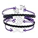 Leather Wrap Bracelets Butterfly Infinity Love Family Tree of Life Rope Wristband Bracelets(Amethyst & Black)