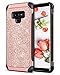 DOMAVER Galaxy Note 9 Case, Samsung Note 9 Glitter Bling Slim Fit Dual Layer Hybrid Shockproof Hard Back Durable Bumper Protective Phone Case Cover for Samsung Galaxy Note 9 (2018), Rose Gold/Pink