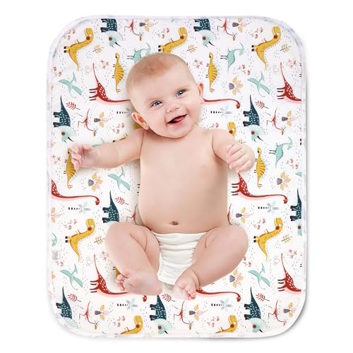 Image of Diaper Changing Pads for Baby, Dinosaur Change Mat, 3Layers Waterproof Change Pad Foldable Absorbent Mats for Women, Reusable Incontinence Underpads for Patient 24''x30''