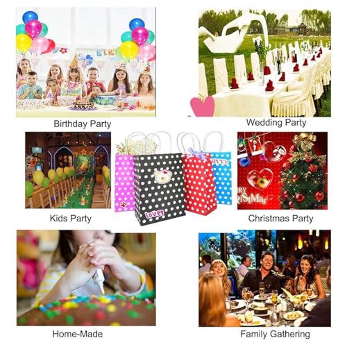 Image of Gitanjali Paper Curves Gift Bags- 10pcs 8x4x10 inch Polka Dots Small Paper Bags with Handles, Party Favor Candy Goodie Treat Bags, Paper Carry Bags for Return Gifts (Medium-Polka Dots, Pack of 10)