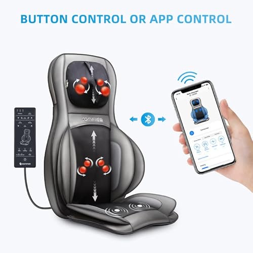 Comfier Shiatsu Neck Back Massager With Heat And Compression, App Control 2D Or 3D Deep Tissue Kneading Massage Chair Pad, Chair Massager For Full Body Pain Relief, Ideal Gifts,Grey #TOP6