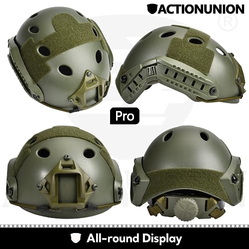 ACTIONUNION Airsoft Helmet Pro Set PJ Type Tactical Paintball Helmet (Olive Drab Set)