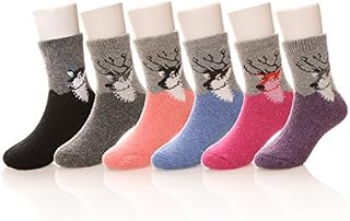 Eocom 6 Pairs Children's Winter Warm Wool Socks For Kids Boys Girls Random