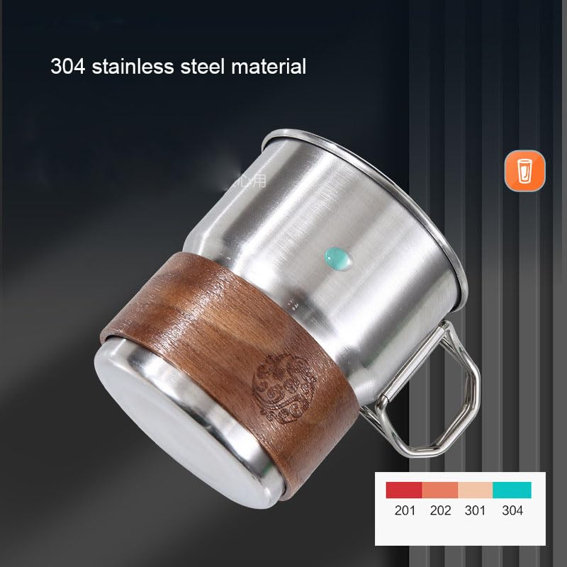 Avastro 300ml Coffee Cup Set with Lid, Stainless Steel Coffee Cups with Straws, Reusable & Stackable Stainless Steel Cup for Coffee, Tea, Milk (Set of 1 with Handle) Pack of 1 1