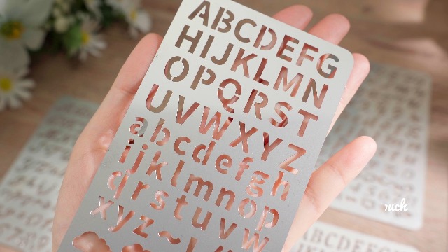 Lewtemi 6 Pcs Mixed Metal Stencil Wood Stencil Templates Stencils for Journaling Burning Stencils for Wood Carving Drawing Engraving Scrapbooking Journal Craft DIY (Letter Style)