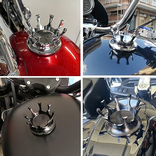 Motorrad King Crown Gasdeckel Tankdeckel Rechtsgewinde Reservoir Öldeckel Aluminium für Harley Sportster XL 1200 883 48 Road King Softail Dyna Touring (schwarz)