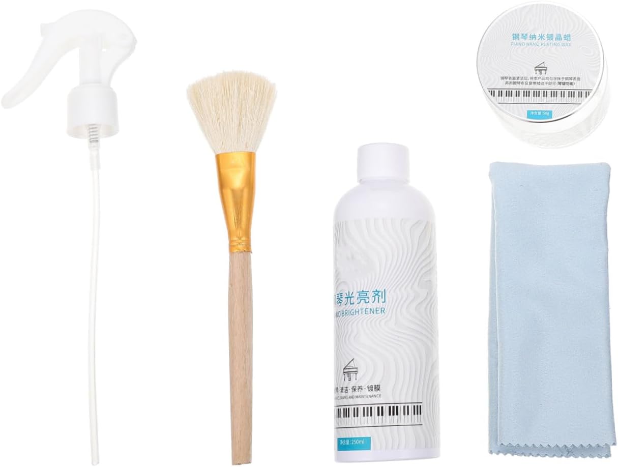 Kisangel Piano Care Set Multi-functional Cleaning Kit Polishing Wax Cleaning Cloth and Spray for Piano Maintenance