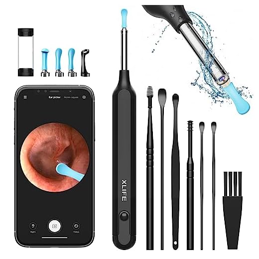 Ear Wax Removal Tool, Ear Cleaner with 1080P HD Camera, Ear Cleaner Kit with 7 PCS Ear Set, Wireless Otoscope with 6 Lights, Ear Wax Removal Kit for iPhone, iPad, Android Smart Phones（Black）
