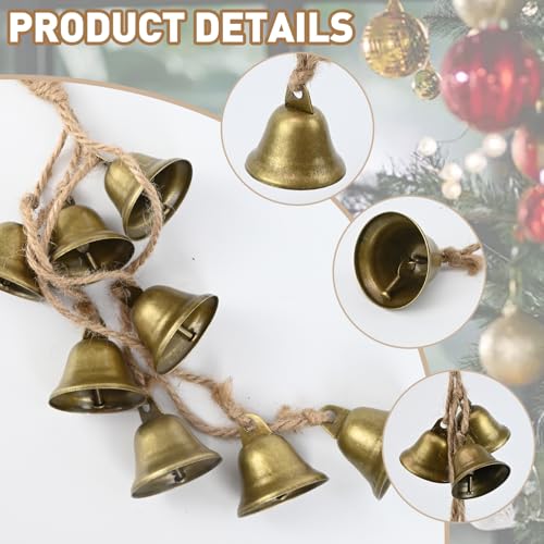 Set of 8 Christmas Bells Vintage Rustic Hanging Cow Bells Wind Chimes Bell Decorations Home Decorations Garden Crafts - Image 2