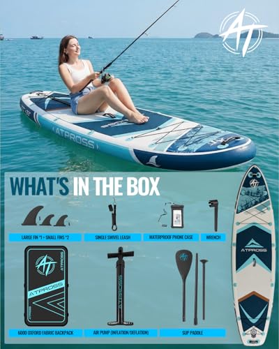 Image of 10'6''x33''Inflatable Stand Up Paddle Board, 400lbs Extra Wide Stand Up Paddleboard with Kayak Seat, Anti-Slip EVA Deck Premium SUP Accessories Kit, Non-Slip Stable Deck Boat