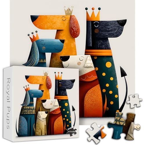 PICKFORU Rompecabezas para Adultos 1000 Piezas, Arte Abstracto Colorido de Perro, Desafío de Puzzle con Cachorro de Dibujo Animado miniatura 2