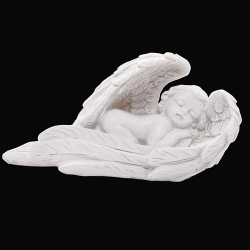 Miniatura 4 de Estatua de ángel durmiendo bebé, querubín en alas, plumas, estatua para interiores y exteriores, guardián, hogar, jardín, escultura, estatuilla,