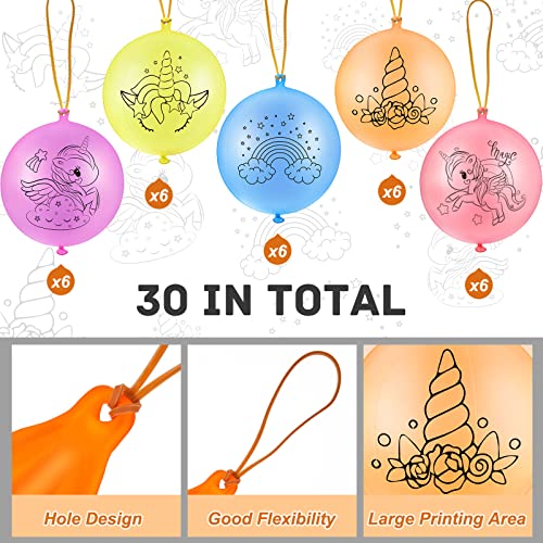 30 Pack Unicorn Party Favors Punch Balloons Large Punching Ball Latex Balloons With Rubber Band Handle For Kids Birthday Party Supplies #TOP1