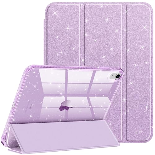 Fintie スリムケース iPad (A16) 第11世代 11インチ(2025) iPad 第10世代 10.9インチ(2022) 用 - きらきら輝く耐衝撃カバー 光沢のあるクリアバックシェル&ペンシルホルダー付き ラベンダーの商品画像（Amazon）