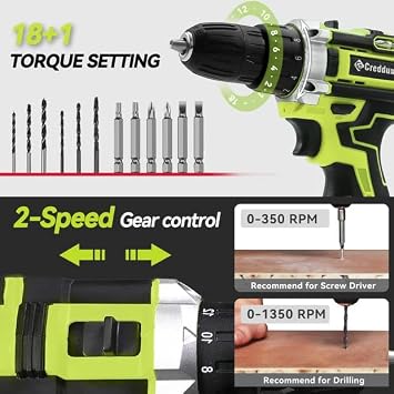 Cordless Drill Set 21v Power Drill Cordless With Battery & Charger, 84pcs Accessories Electric Drills Variable Speed, 3/8 Keyless Chuck (Green)