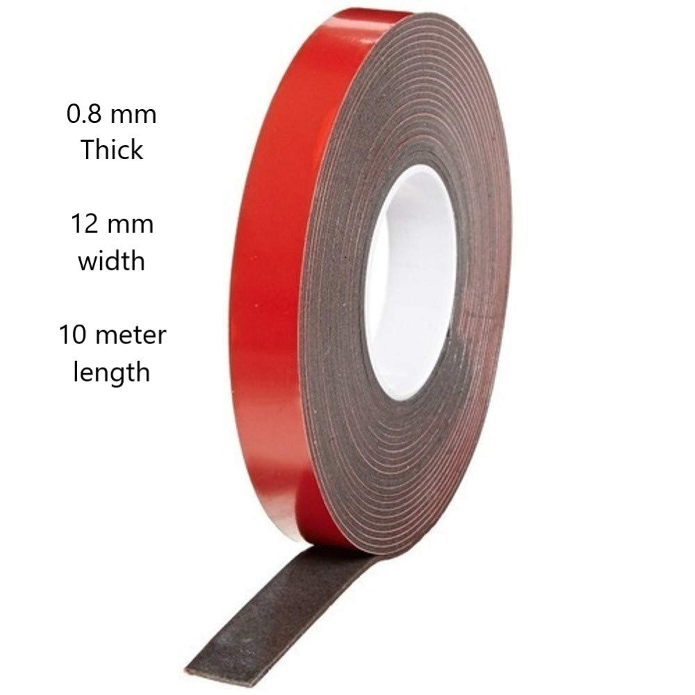 TJIKKO Double Sided THB Tape/Acrylic Tape Premium Grade 0.8 mm Thick 12 mm width 10 meter length Grey (Set of 1) 1