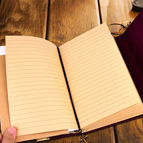 Sayeec Travel Journal Notebook, Vintage Slim Felt Cover Diary Writing Journal With Retro Bronze Lock, A6 Note Book For Taking Notes Small Lined Travelers Planner Notebook For Men & Women (Purple) #TOP5