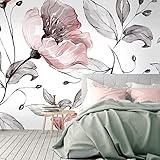Ogólne Art Murals Papel pintado de vinilo, 200 x 130 cm, Flores en rosa y gris, papel pintado para el dormitorio, papel pintado para la habitación de los niños