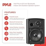 Pyle 6.5-Inch Wall Mount Waterproof Bluetooth Speaker System – Indoor/Outdoor Audio Pair with Built-in Digital Amplifier, Weather-Resistant Housing, High-Power Sound, Easy Installation (Black) - Image 3