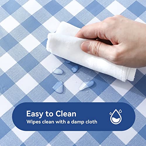 Romanstile Rectangle Vinyl Pvc Tablecloth, 100% Waterproof Buffalo Plaid Plastic Table Cloth, Oilproof Wipe Clean Table Covers For Dining/Kitchen/Parties - 54 X 78 Inch, Light Blue Plaid #TOP1