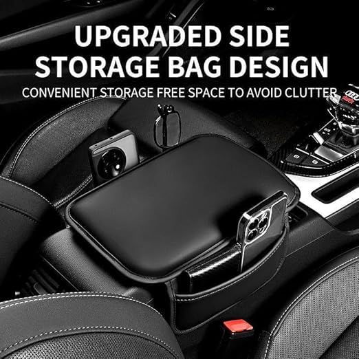Car Center Console Armrest Cover Pad Fashion PU Leather Car Armrest Cushion Universal Fit for SUV/Truck/Car, Auto Armrest Seat Box Cover with 2 Mobile Pockets, Memory Foam Elbow Comfort Pad(SUV ONLY) 1
