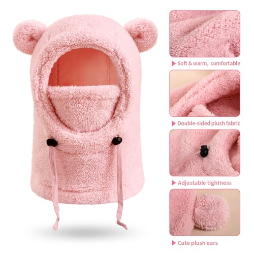 Kids Winter Fleece Hats Children's Balaclava Ski Mask Windproof Warm Adjustable with Fleece Lining Hat for Boys Girls2