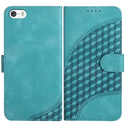 JayModCase Funda para iPhone SE 2016 / iPhone 5/ 5S, Flip Leather con Tarjetas y Cartera Soporte Plegable Cáscara de TPU Cierre magnético para iPhone SE 2016 (Azul Claro)