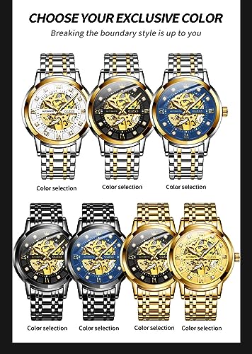 OLEVS Mens Automatic Watch Skeleton Diamond Luxury Mechanical Self Winding Dress Business Wrist Watch Waterproof Luminous - Image 6