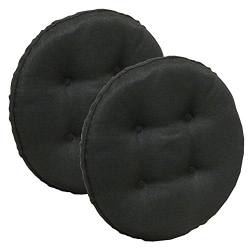 Klear Vu Omega Gripper Non-Slip Tufted Round Barstool Cushion for Dining Rooms, Cafes, Bars and Restaurants, 14” Midnight 2 Pack