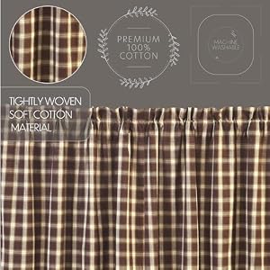 VHC Brands Rustic & Lodge Farmhouse Kitchen Window Curtains-Rory Tier Pair, L24 x W36, Chocolate Brown VHC Brands Rustic Lodge Farmhouse Kitchen Window Curtains Rory Tier Pair L24 x W36 Chocolate Brown