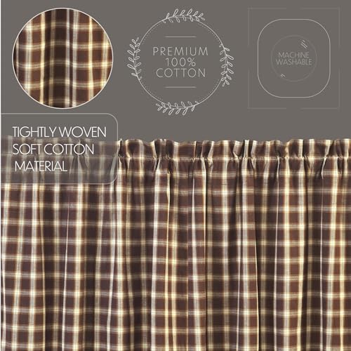 VHC-Brands-Rustic-Lodge-Farmhouse-Kitchen-Window-Curtains-Rory-Tier-Pair-L24-x-W36-Chocolate-Brown VHC Brands Rustic Lodge Farmhouse Kitchen Window Curtains Rory Tier Pair L24 x W36 Chocolate Brown